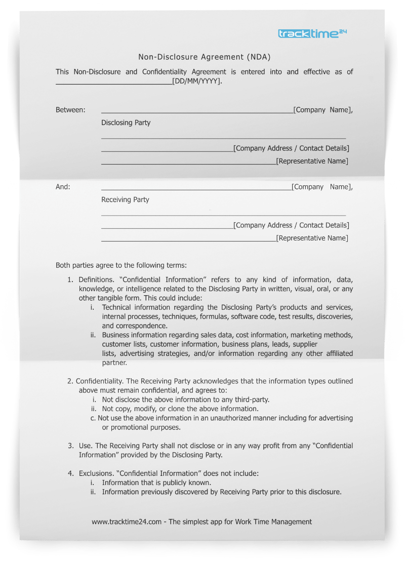 sample non disclosure agreement template