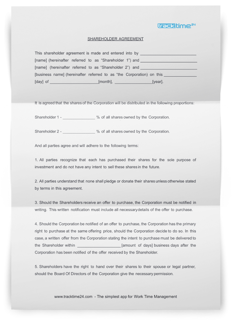 Stay On The Same Page With Our Shareholders Agreement Template In minority shareholder agreement template