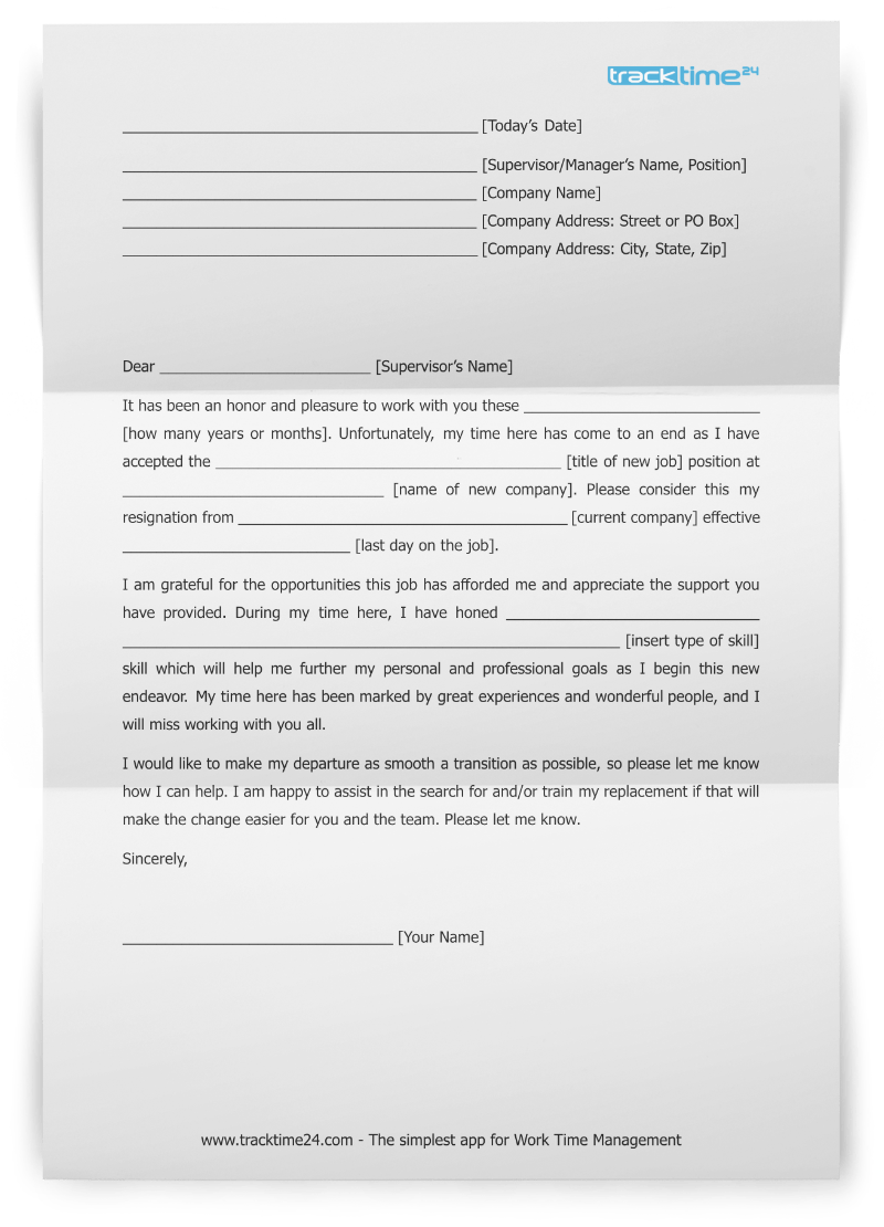 Resignation Letter Template Free Download Word Pfd Tracktime24